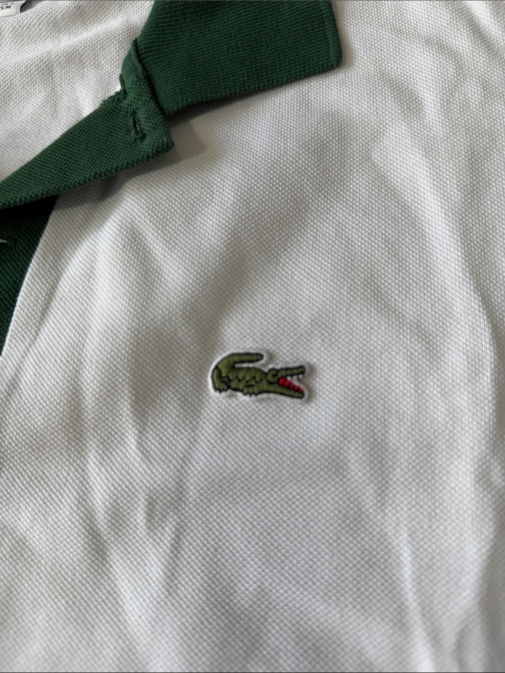 Lacoste mens M Medium classic fit white contrast collar pique polo shirt EUC - Picture 4 of 6